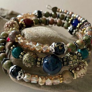 Vintage Chic Bohemian Artisan Beaded Wrap Bracelet